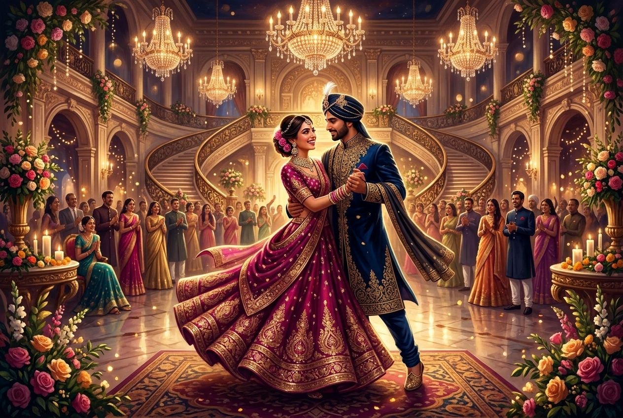 Couple dancing in a ballroom